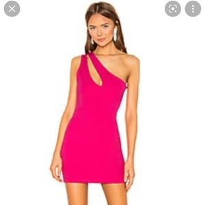 Revolve Pink Short Slit One Shoulder Dress